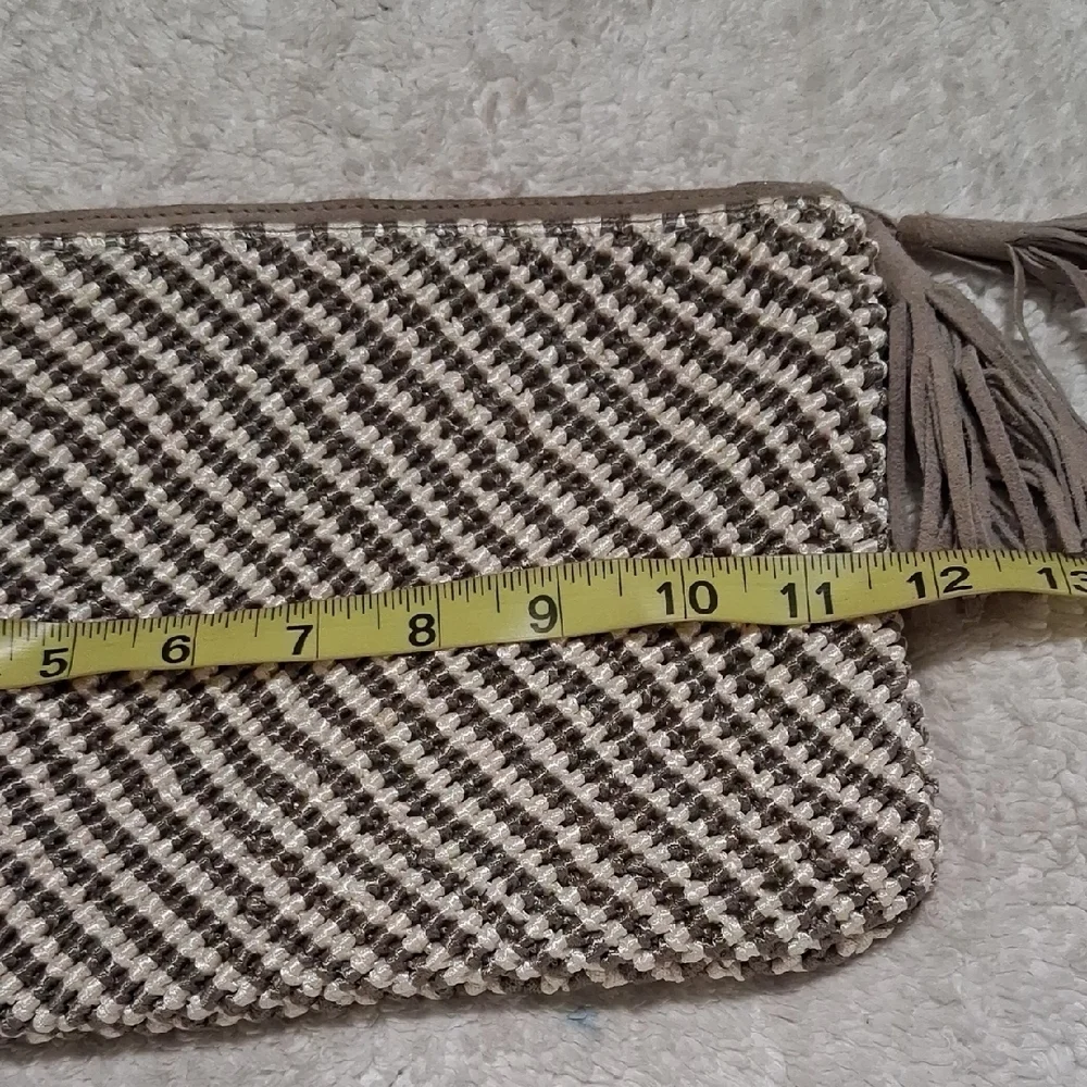 Chico's Woven Beige and Cream Clutch